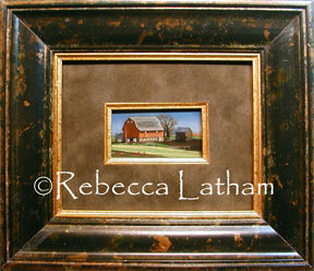 Farmstead miniature watercolor painting by Rebecca Latham for Miller Galleries holiday miniature and small works art show Farmstead miniature watercolor painting by Rebecca Latham for Miller Galleries holiday miniature and small works art show