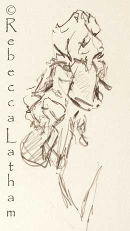 A rough thumbnail graphite pencil sketch from Rebecca's sketchbook - Spring Irises