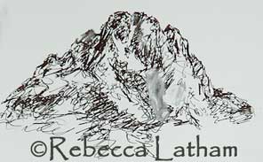 Rebecca's ink sketch of Mnt. Moran - Grand Teton National Park