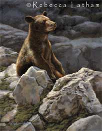 Sunbather - Bear Cub 8x10 watercolor painting by Rebecca Latham