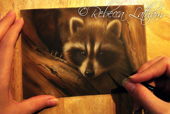 New raccoon painting in progress - 4x6 watercolor on board New raccoon painting in progress - 4x6 watercolor on board