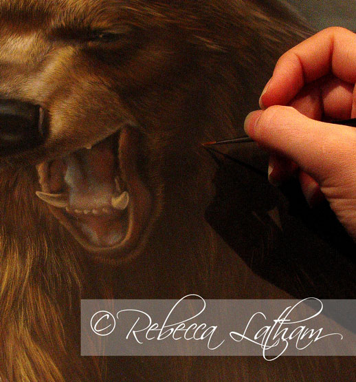 Grizzly Bear - watercolor in miniature work-in-progress bearclose 9909 Sneak Peek Grizzlies in Miniature